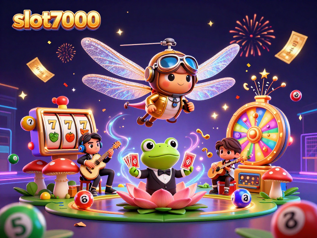 Experience the excitement of slot7000 with vibrant characters and action-packed casino elements.
