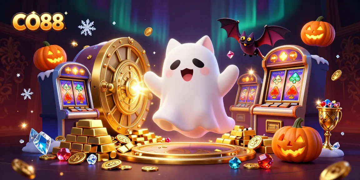 Engage in thrilling fun with CO88 in a magical haunted casino scene filled with riches.