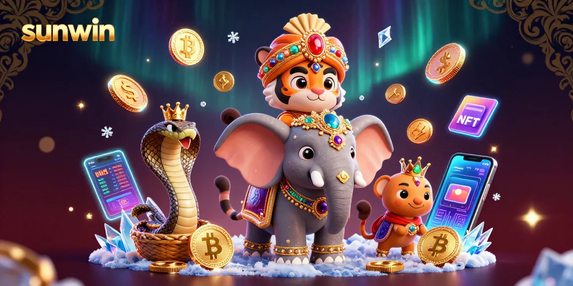 Experience thrilling gameplay at sunwin with vibrant 3D casino imagery featuring an Indian maharaja and gambling elements.
