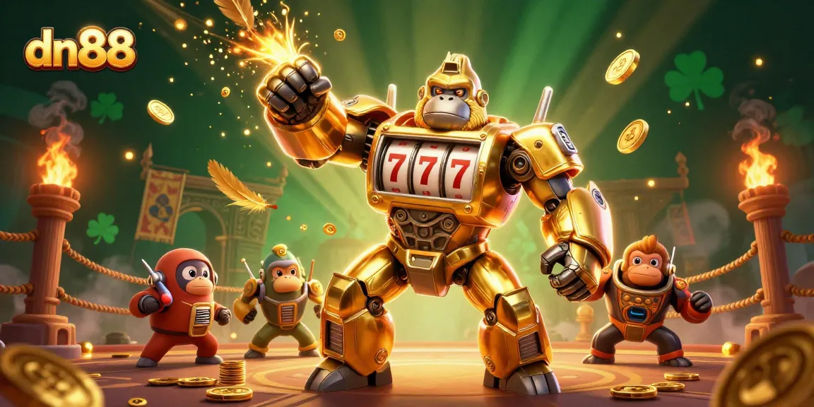 Engage in dn88's thrilling gaming universe with an explosive scene, highlighting dynamic casino elements.