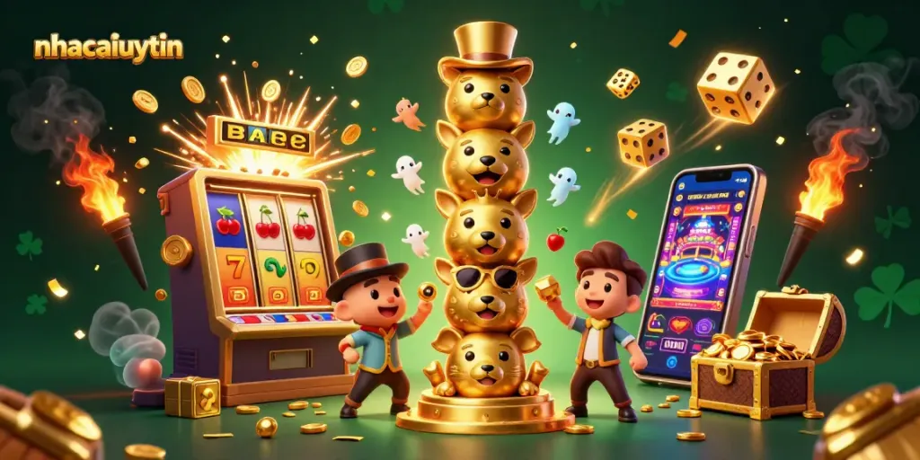 Experience the thrill of gaming with nhacaiuytin in this vibrant, dynamic casino scene.