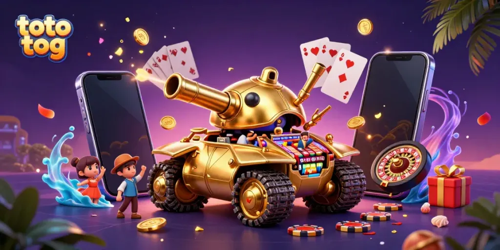 Experience the thrill of a miniature casino within a golden beetle tank in this lively toto tog scene.