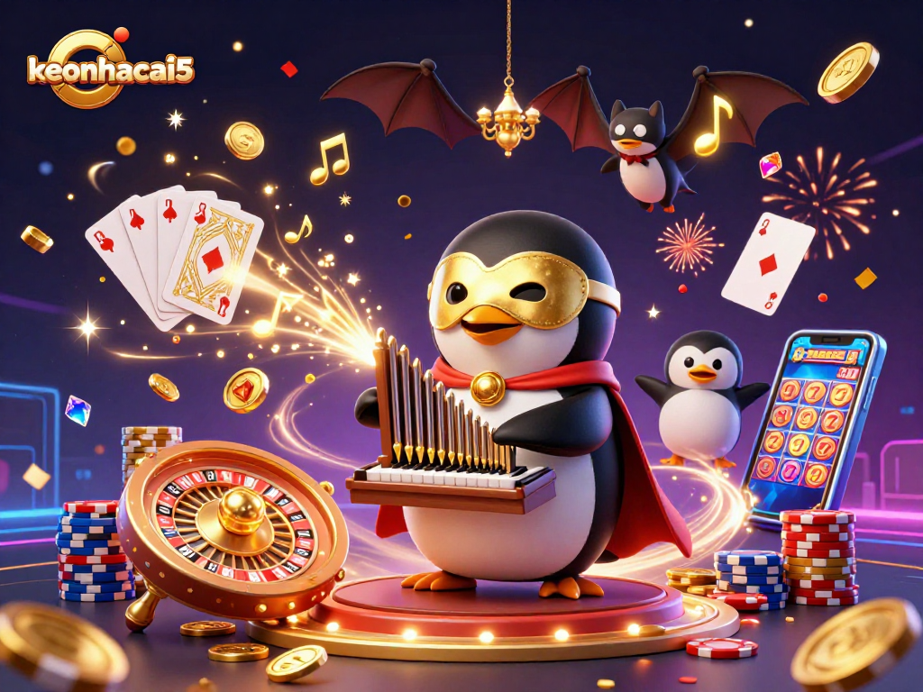 Experience the excitement of keonhacai5 as golden coins cascade from a pipe organ
