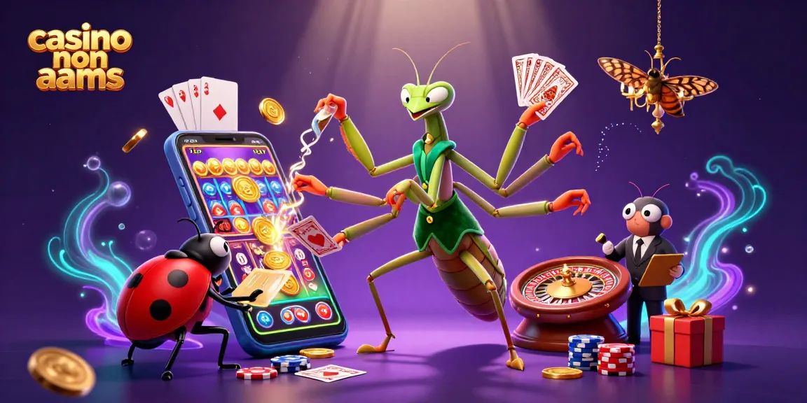 Giocare nei casino non AAMS con un camaleonte e una coccinella, immersi nel mondo del gioco d'azzardo.