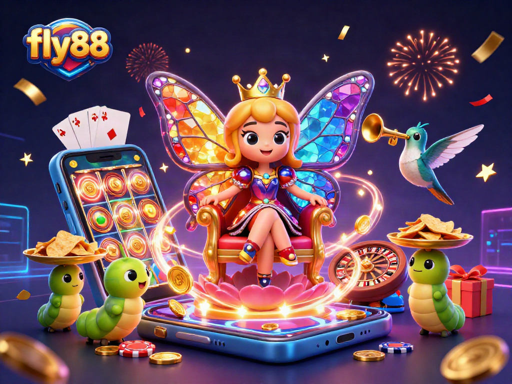 Experience the vibrant world of fly88 as the butterfly queen reigns in a fairy-tale casino