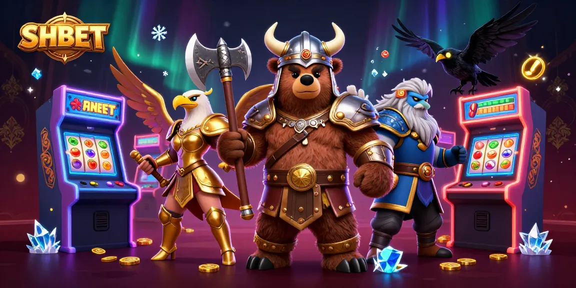 Engage with SHBET's thrilling world of online gaming featuring a Viking bear and Valkyrie eagle.