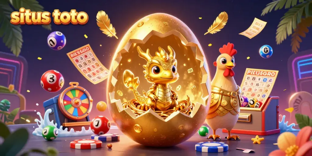 Experience the excitement of situs toto with a golden dragon and dynamic casino game elements.