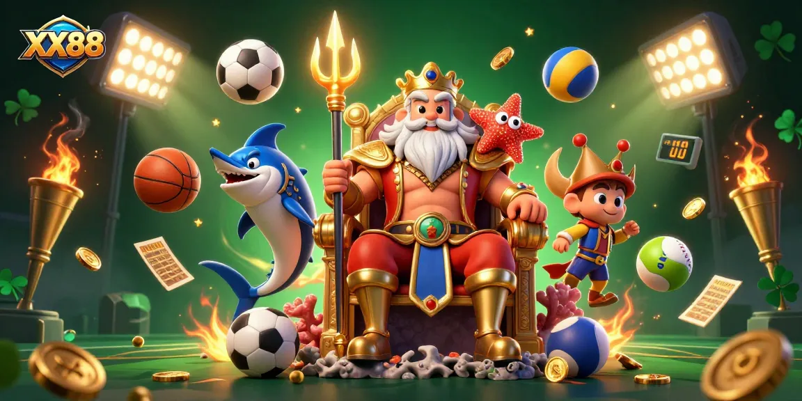 Win big with XX88 in a vibrant underwater casino adventure featuring Neptune and dynamic gaming elements.