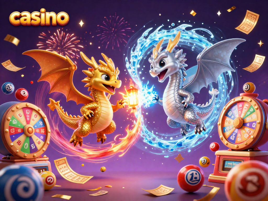 Experience thrilling casino adventures with dynamic dragons and colorful lottery elements!