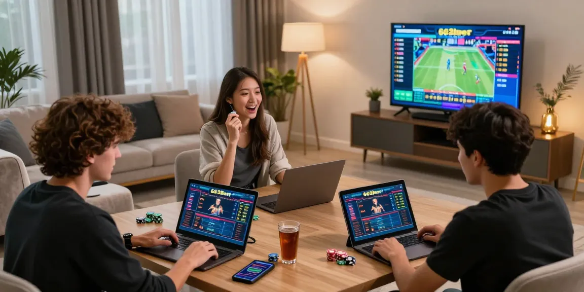 Exciting online gaming atmosphere featuring players engaging with 663bet on multiple devices in a lively setting.