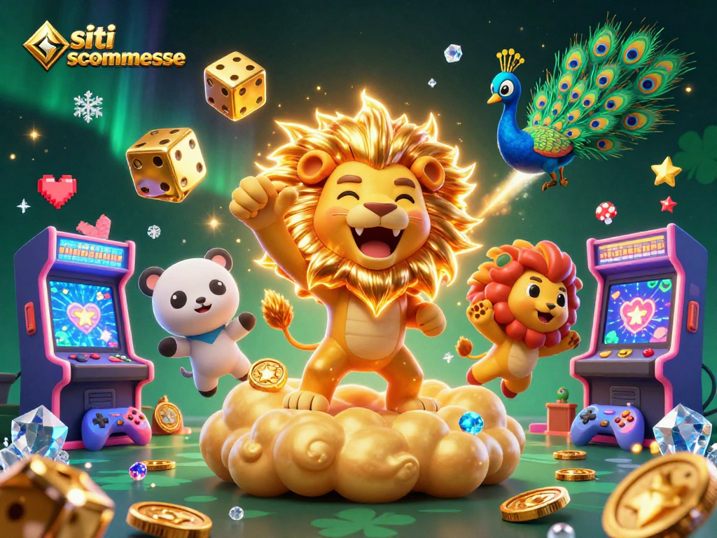 Scopri i migliori siti scommesse con divertenti elementi di gioco e un leone solare trionfante.