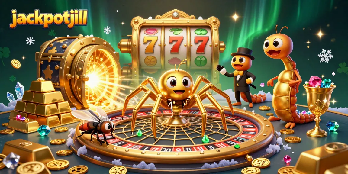 Engage with jackpotjill's 3D world of animated casino fun featuring golden treasures and spinning reels.