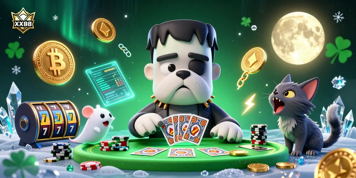 Experience thrilling gameplay at XX88 with a cartoon bulldog dealer and dynamic casino elements.