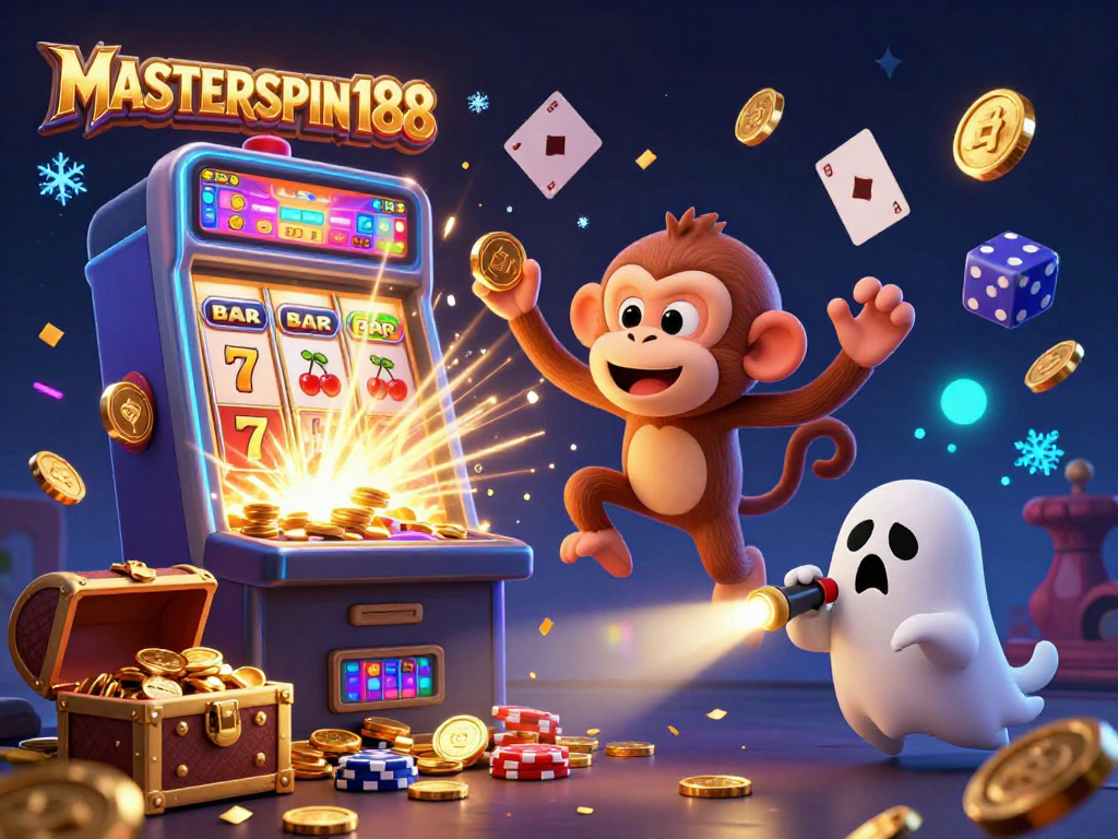 Engage with thrilling jackpots at MASTERSPIN188 in a vibrant haunted casino scene.