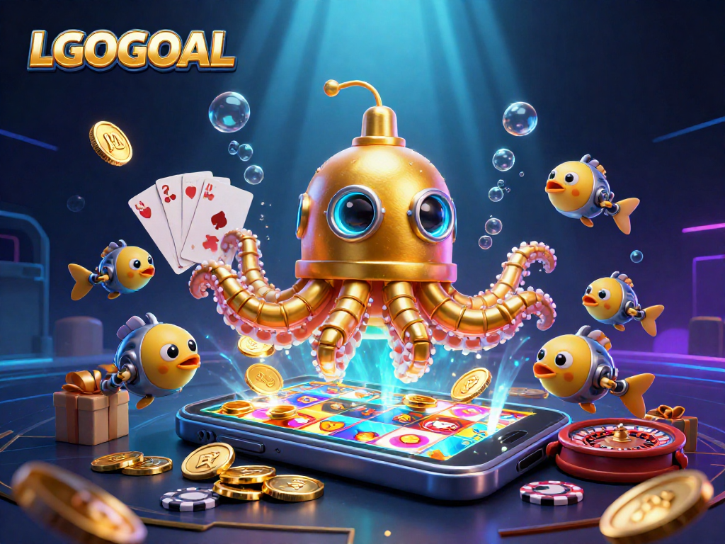 Engage in thrilling gameplay with LGOGOAL's vibrant slot scene featuring golden kraken and casino elements!