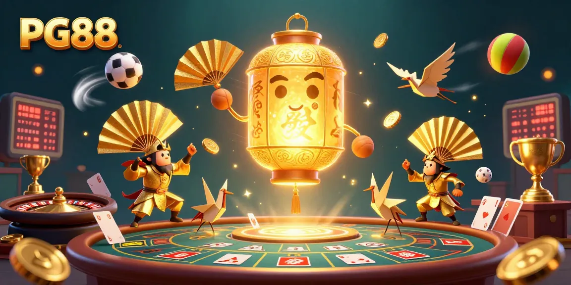 Experience thrilling casino action at PG88 with dynamic gaming elements and vibrant decorations.