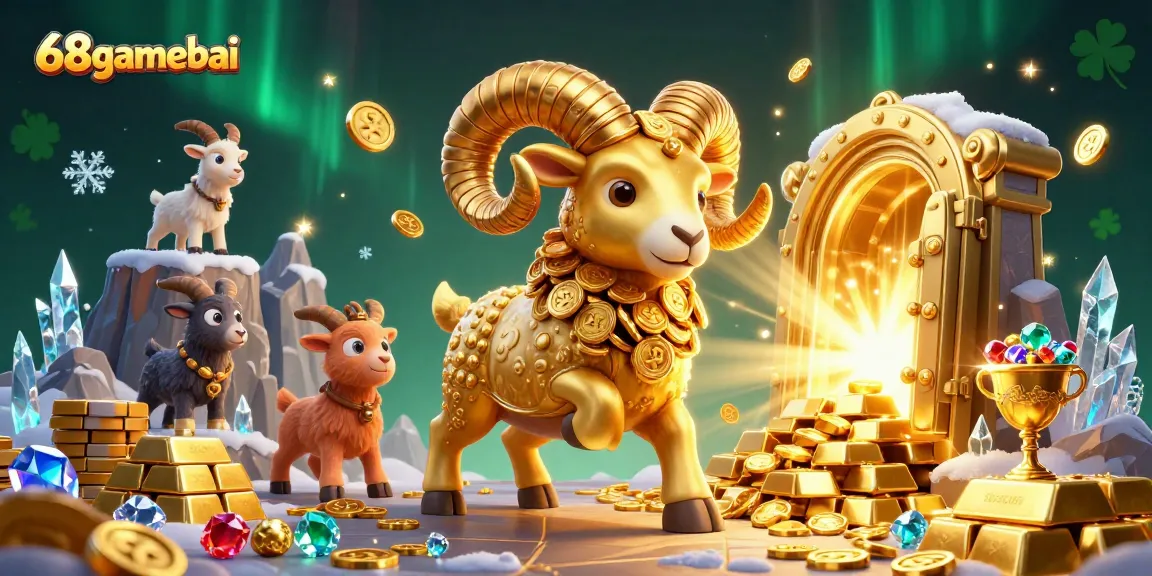 Engage in thrilling wins with 68gamebai, featuring a dynamic scene of golden treasures.