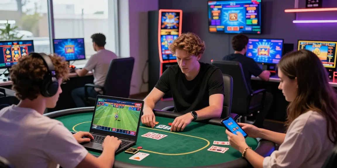 B52 online gaming platform showcasing players immersed in poker and sports betting in a vibrant, modern gaming environment.
