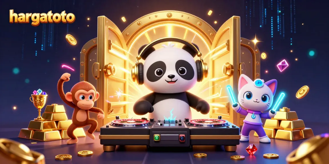 Engage with hargatoto's vibrant gambling world through a lively 3D party scene.