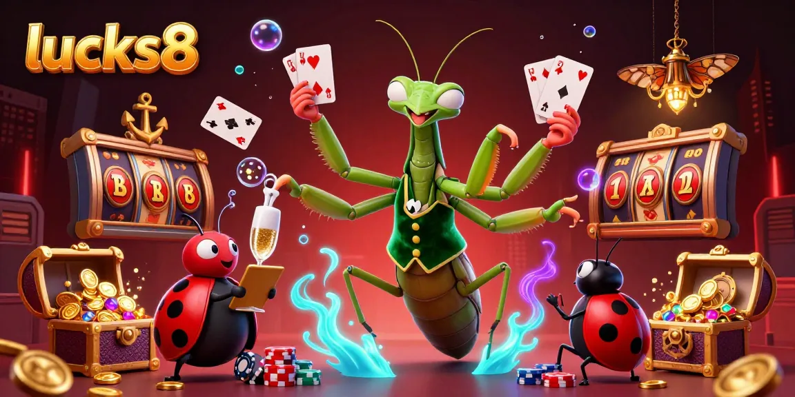 Experience the thrill of lucks8 with a vibrant casino scene featuring comic characters and rich game elements.