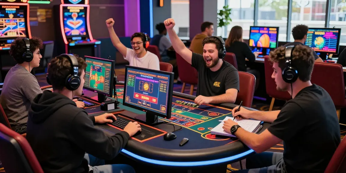 Engaged players at Jackpot City Paraguay enjoying a live casino experience, celebrating wins in a vibrant online gaming atmosphere.