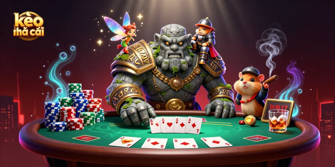 Engage with kèo nhà cái in a vibrant 3D illustration showcasing dynamic poker action.