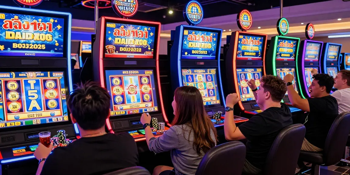 Exciting gaming atmosphere with players enjoying สล็อตต at a vibrant online casino.
