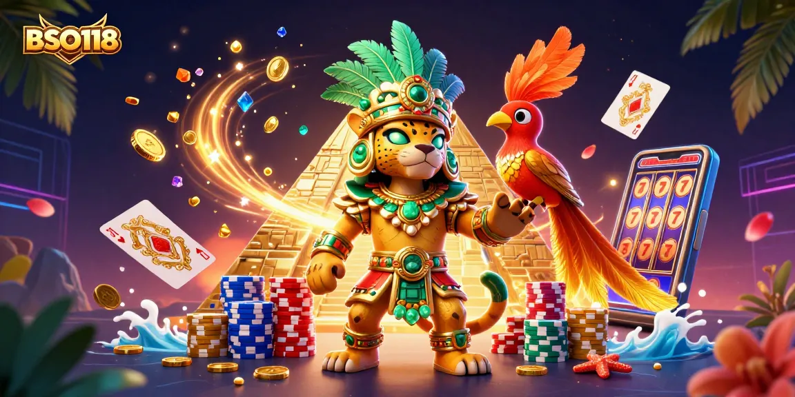 Experience BSO118 in a vibrant casino scene with dynamic gaming elements and captivating characters.