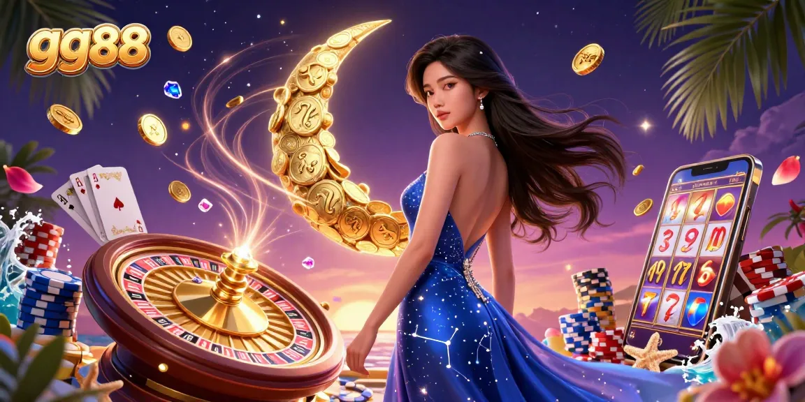 Experience thrilling gameplay at gg88 with a captivating female character surrounded by vibrant casino elements.