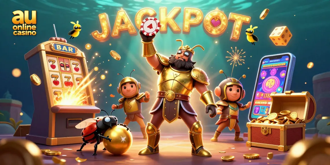 Experience the thrill of au online casino slots with a triumphant beetle and dazzling jackpot rewards.