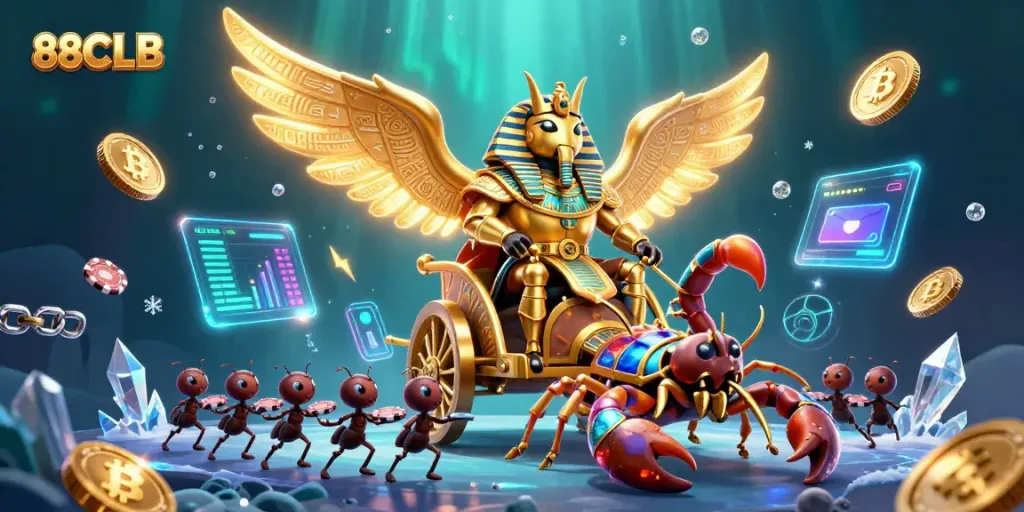 Engage thrillingly with 88CLB through vibrant casino elements and action-packed characters.