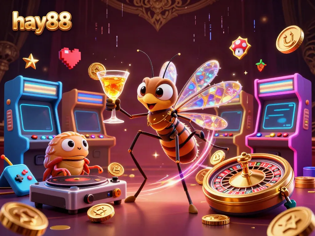 Engage with hay88's vibrant 3D gaming universe featuring dynamic casino characters and colorful elements.