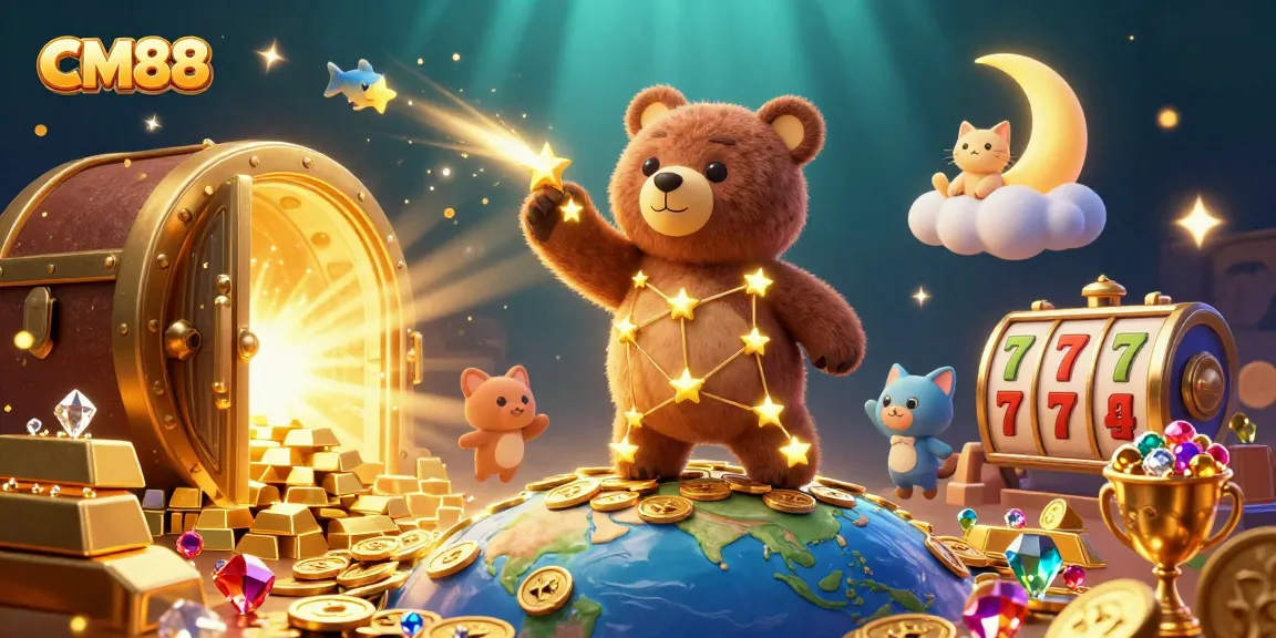 Experience thrilling wins with CM88 as vibrant slot reels and treasures surge in a cosmic casino