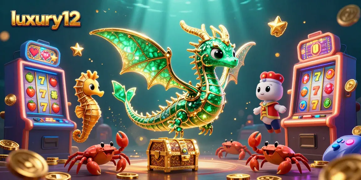 Experience the excitement of luxury12 as a sea dragon guards thrilling slot machines and treasures!