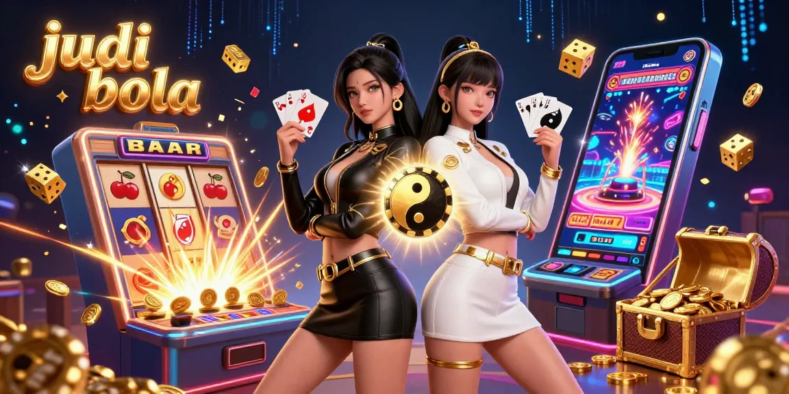 Engage in judi bola with stunning visuals featuring twin women and dynamic casino elements.
