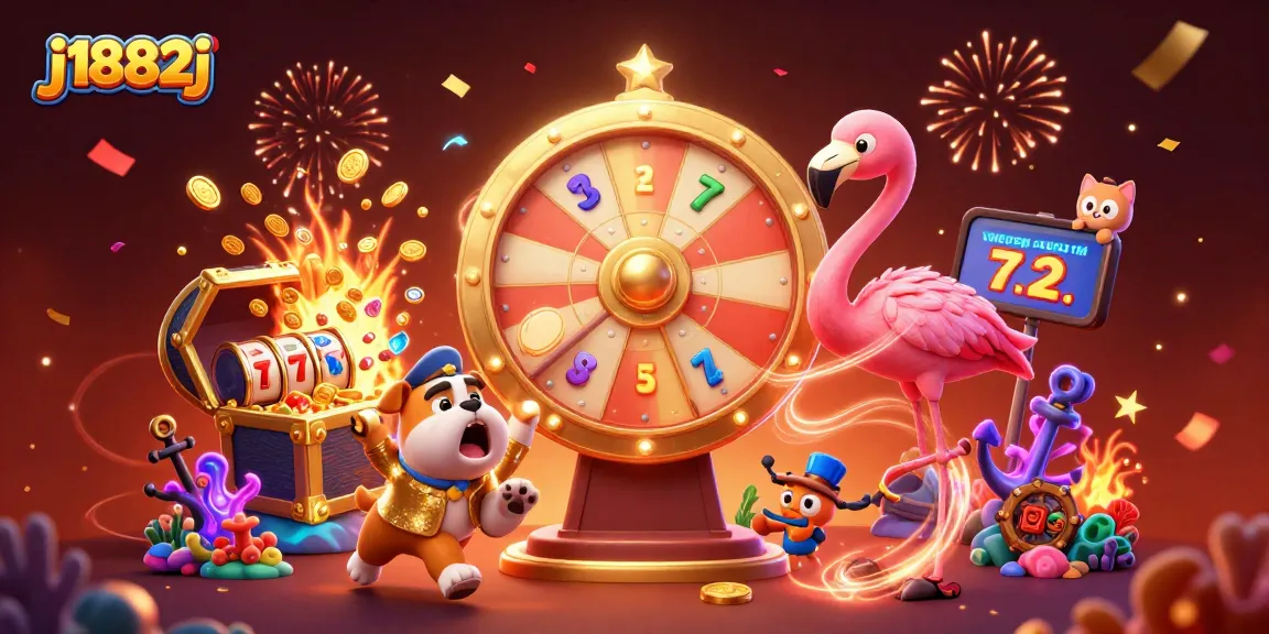 Spin the giant prize wheel at j1882j with exciting rewards and vibrant casino elements.