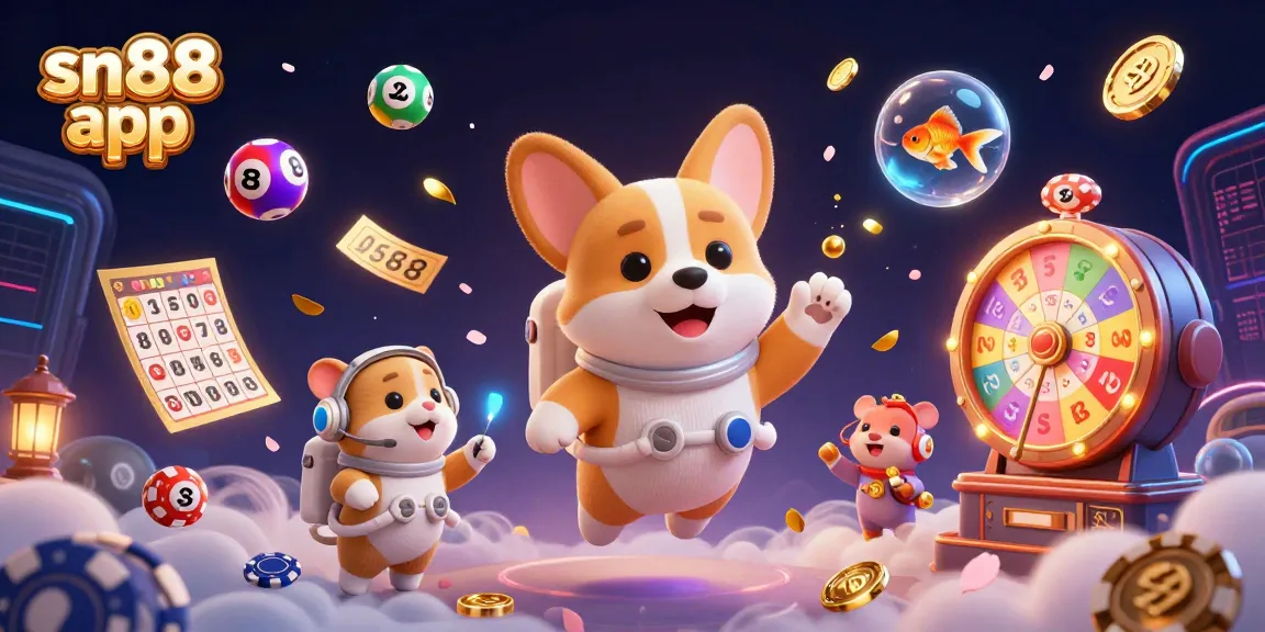 Experience the thrill of the sn88 app in a vibrant, playful casino scene with exciting gaming elements.