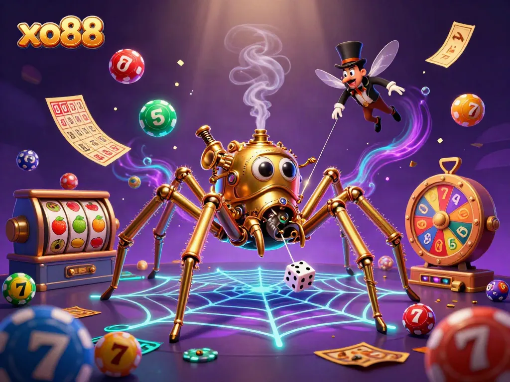 Experience the excitement of xo88 with a vibrant casino scene showcasing stunning steampunk characters and colorful gaming elements.