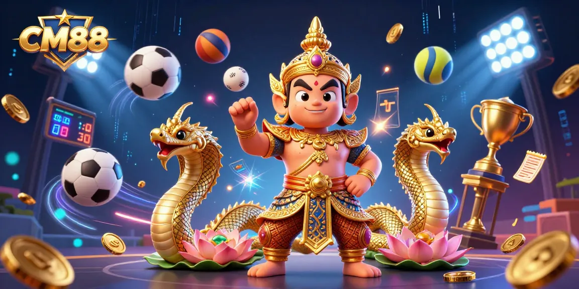 Experience the thrilling action at CM88 casino, featuring vibrant characters and dynamic sports betting elements.