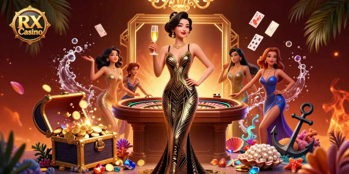 Experience the excitement of RX Casino with glamorous games, gold coins, and vibrant visuals.