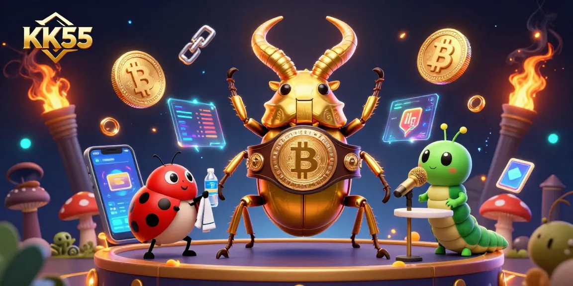 KK55 players enjoy vibrant 3D casino excitement with a giant beetle and ladybug corner-man.