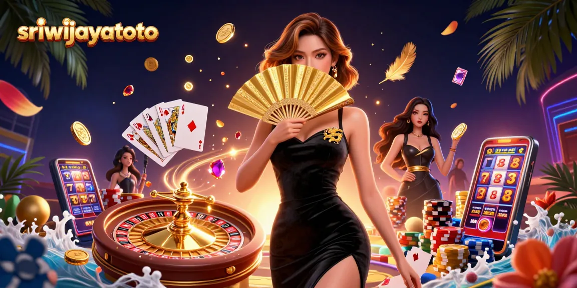 Sriwijayatoto showcases a captivating slot experience with shimmering gems and coins, inviting players.