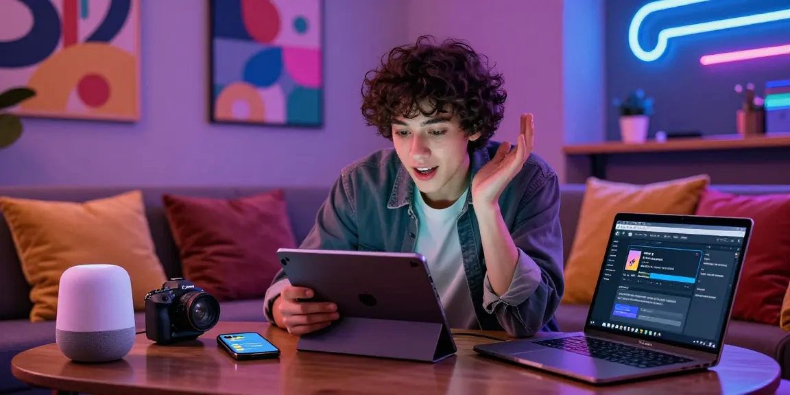 Engaging in an ai chat nsfw on a tablet in a stylish urban lounge.