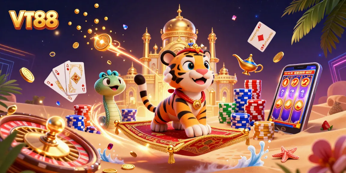 Spin and win at VT88, featuring a vibrant casino scene with thrilling elements and rich visuals.