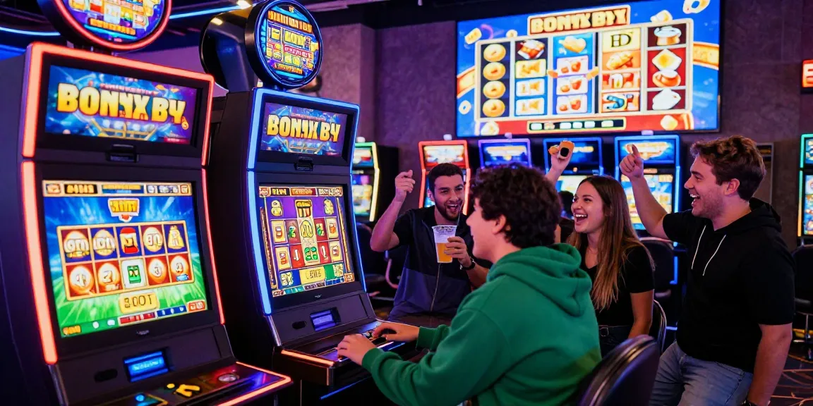 Exciting scene depicting players enjoying bonus buy slots uk in a vibrant casino atmosphere