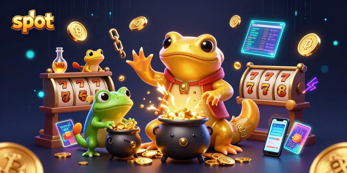 Spin and win with slot reels in a vibrant 3D casino scene featuring golden alchemy.