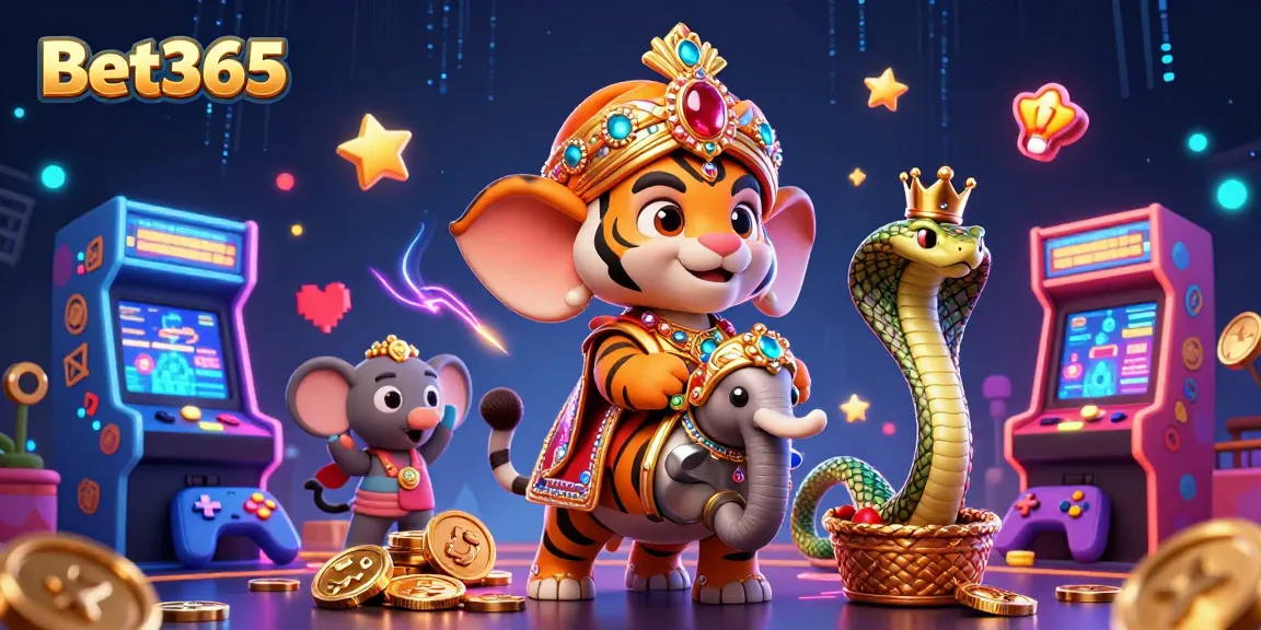 Experience the vibrant Bet365 casino atmosphere with dynamic characters and game elements illuminating the action.