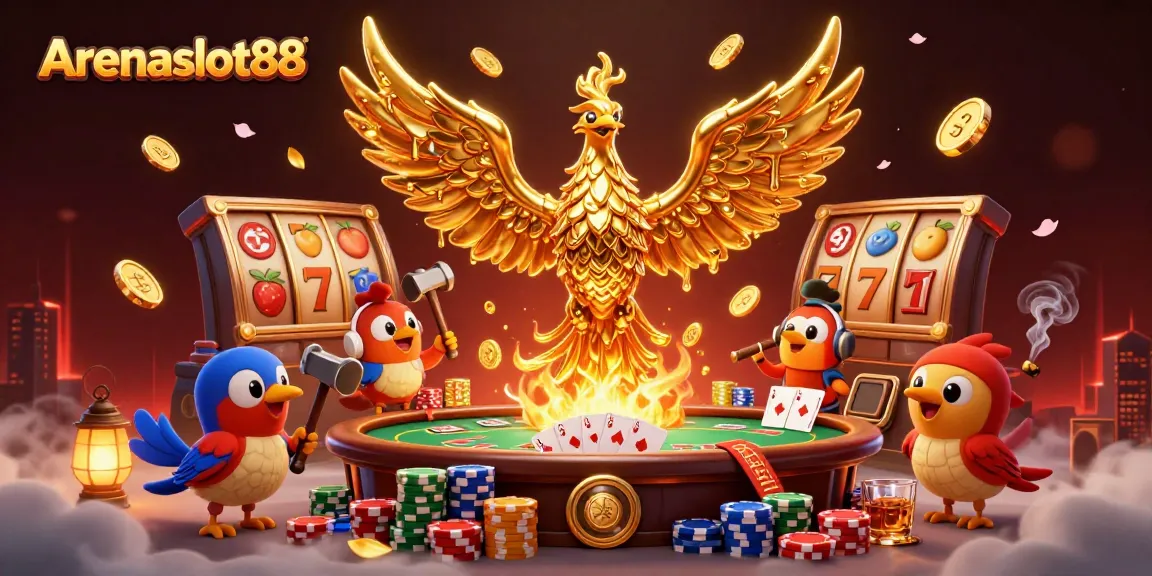 Acara utama Arenaslot88 menyajikan phoenix emas dan simbol slot legendaris di kasino virtual.