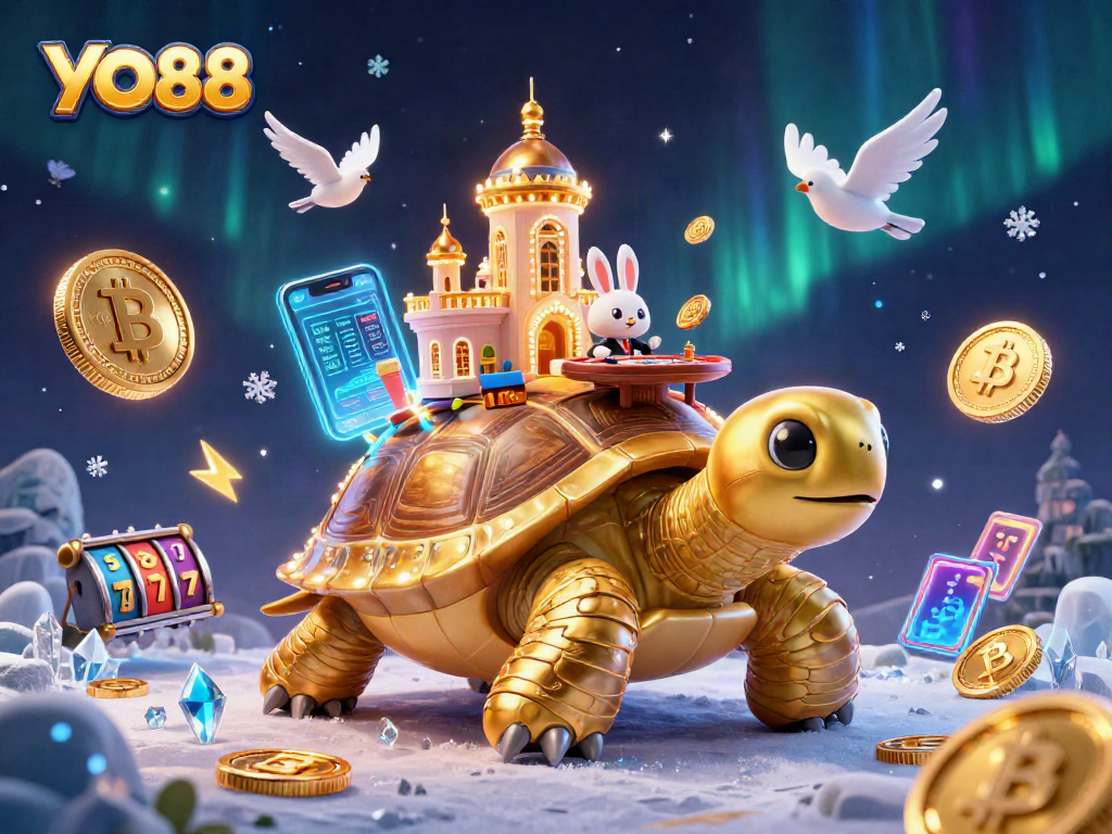 Experience the vibrant world of YO88 with a golden tortoise casino and exciting game elements.