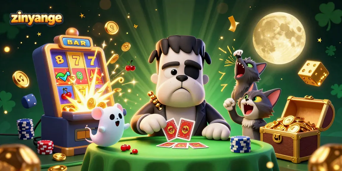 zinyange menghadirkan bulldog Frankenstein yang menangani kartu di kasino seram